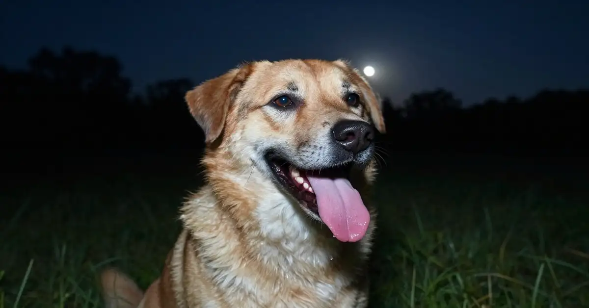 Dog Panting at Night